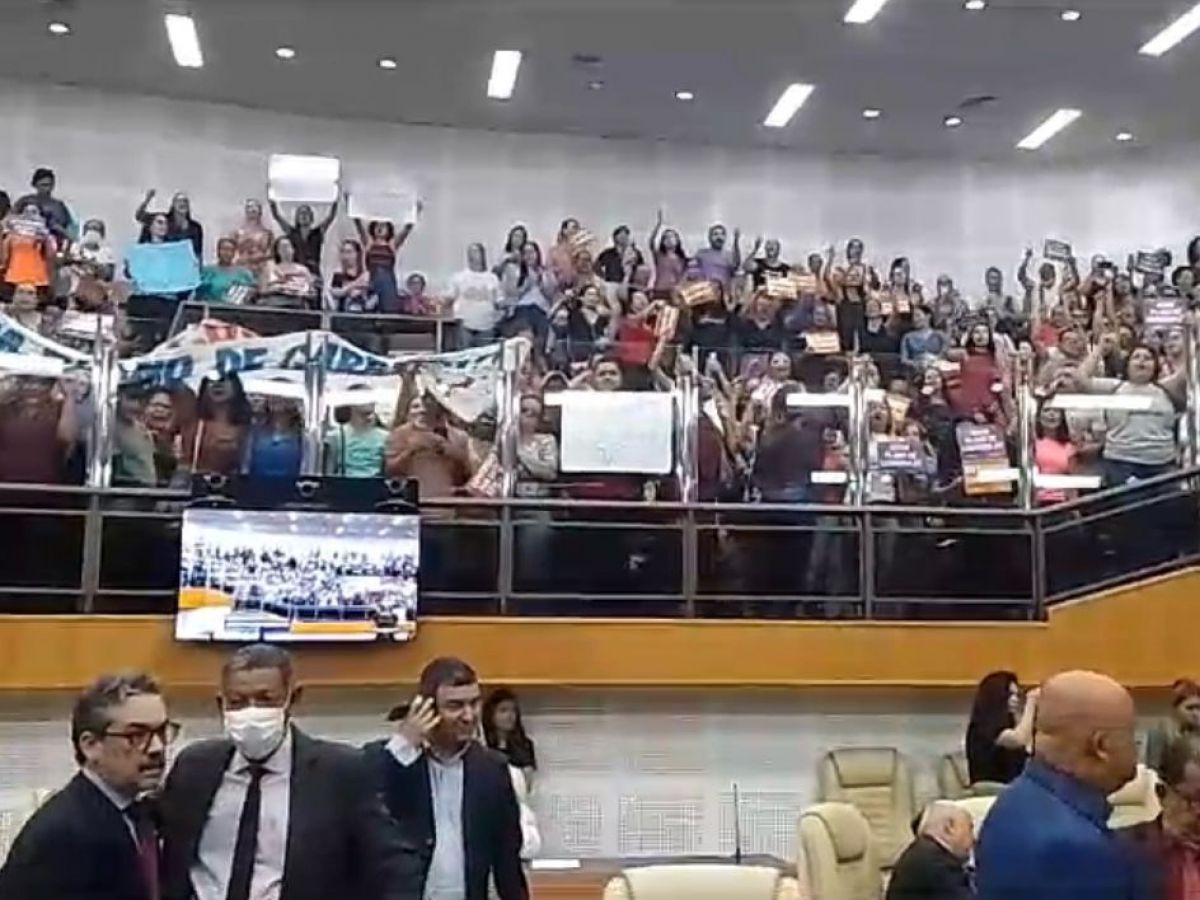 Servidores da educação de Goiânia lotam a galeria da Câmara em protesto por Plano de Carreira